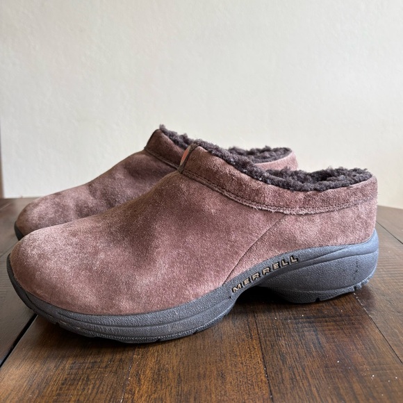 Merrell Women’s Primo Chill Chocolate Brown Suede Clogs w/ Cozy Lining, Sz. 9 - Picture 5 of 10